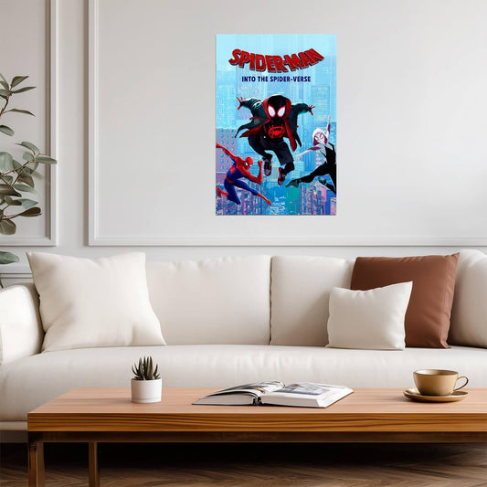 Spider-Man Into the Spider-Verse Movie Poster | Miles, Peter and Gwen above the Skyline - Movies & TV Poster