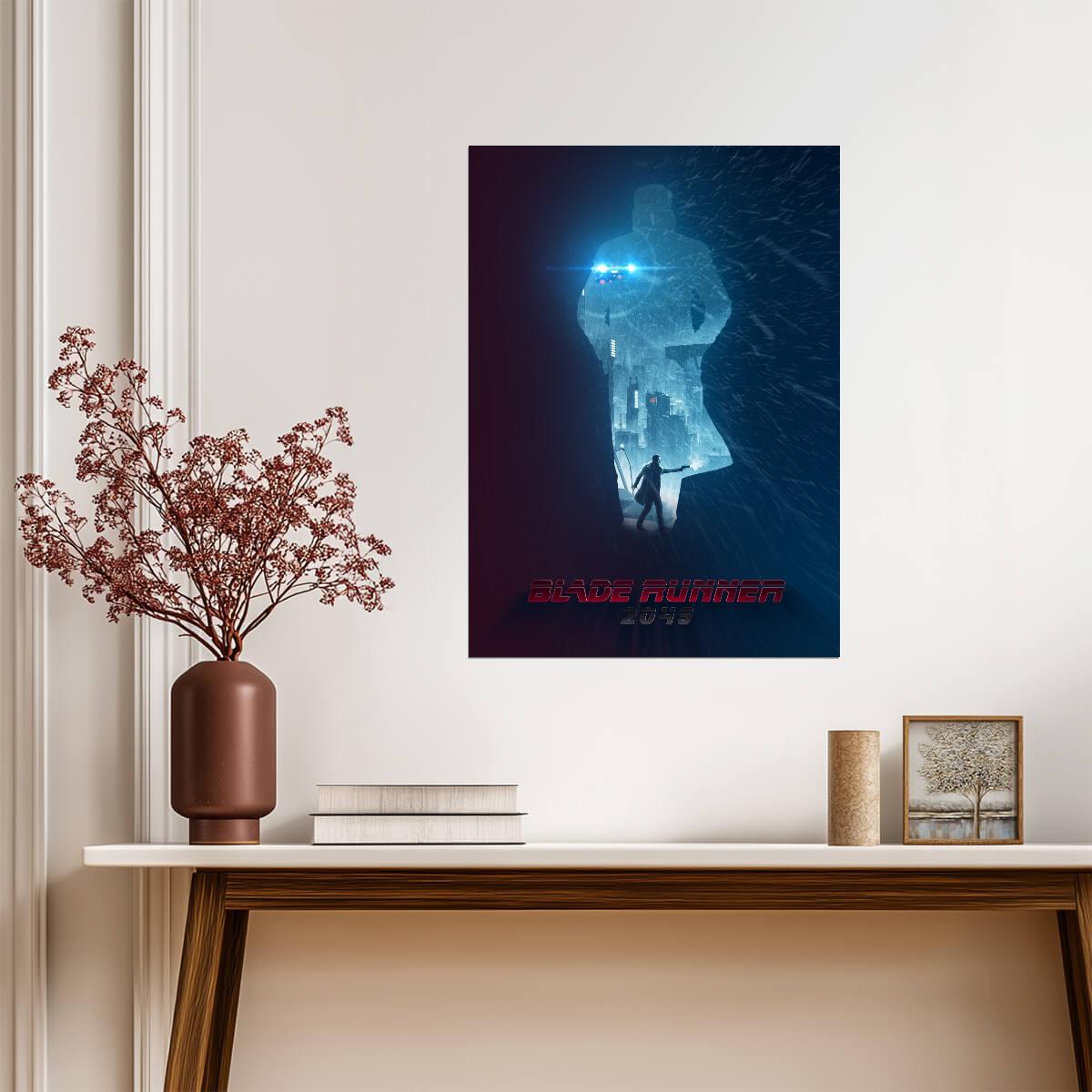 Blade Runner 2049 Movie Poster | Officer K Silhouette in Blue Snow - Movies & TV Poster