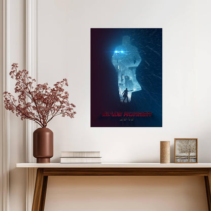 Blade Runner 2049 Movie Poster | Officer K Silhouette in Blue Snow - Movies & TV Poster