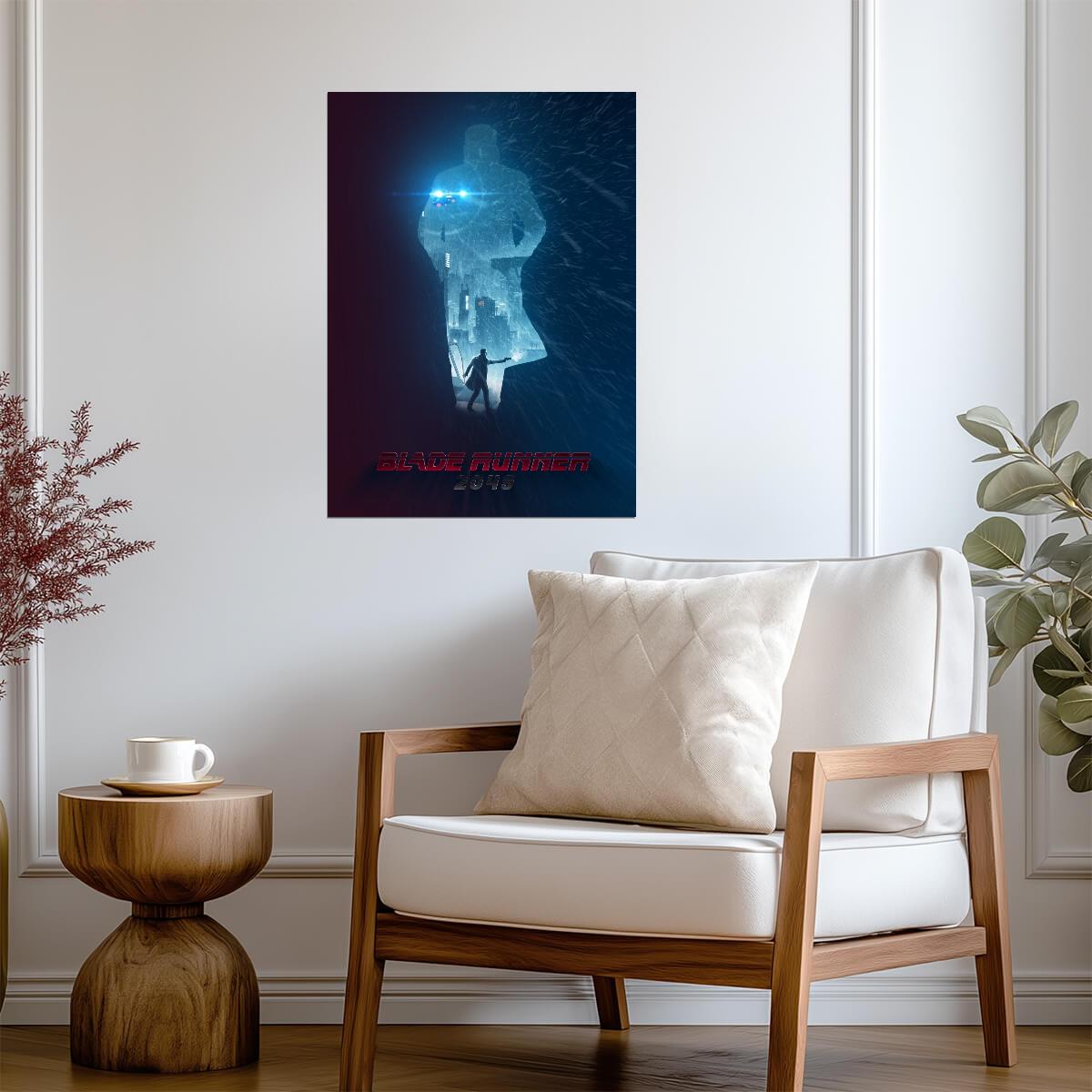 Blade Runner 2049 Movie Poster | Officer K Silhouette in Blue Snow - Movies & TV Poster