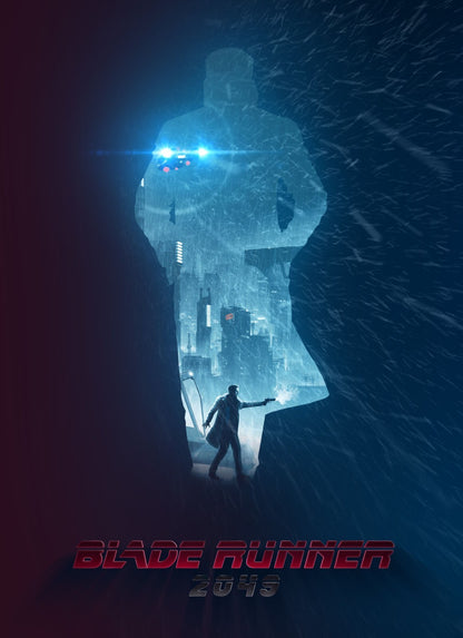 Blade Runner 2049 Movie Poster | Officer K Silhouette in Blue Snow - Movies & TV Poster