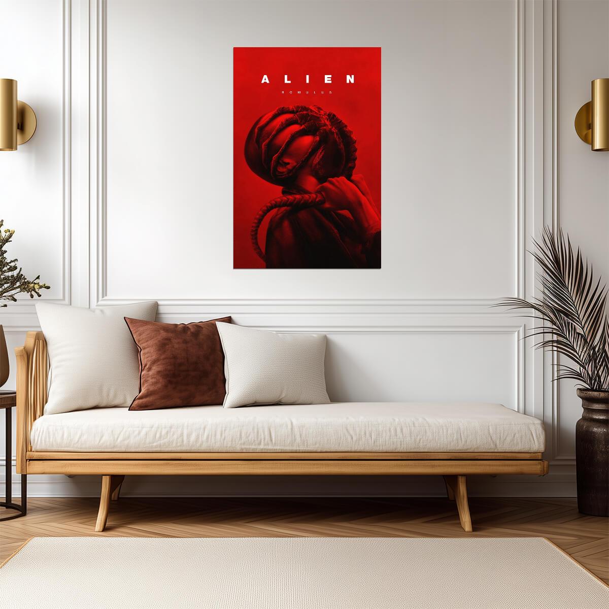 Alien Romulus Horror Movie Poster | Facehugger Portrait in Red Light - Movies & TV Poster