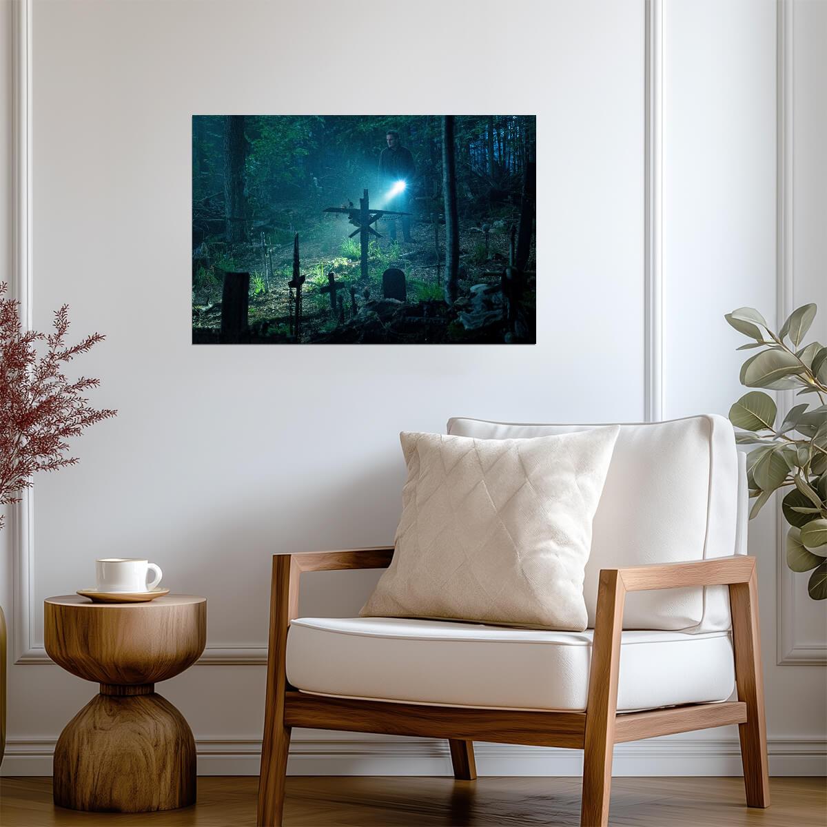 Pet Sematary 2019 Movie Poster | Cemetery Crosses and a Flashlight in the Forest - Movies & TV Poster