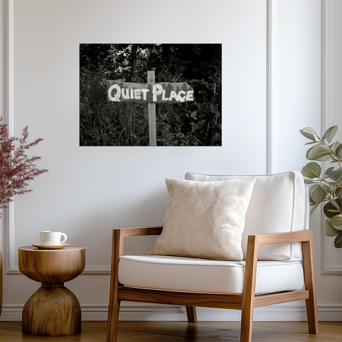 A Quiet Place Poster | Wooden Sign in the Forest Photo Print - Movies & TV Poster