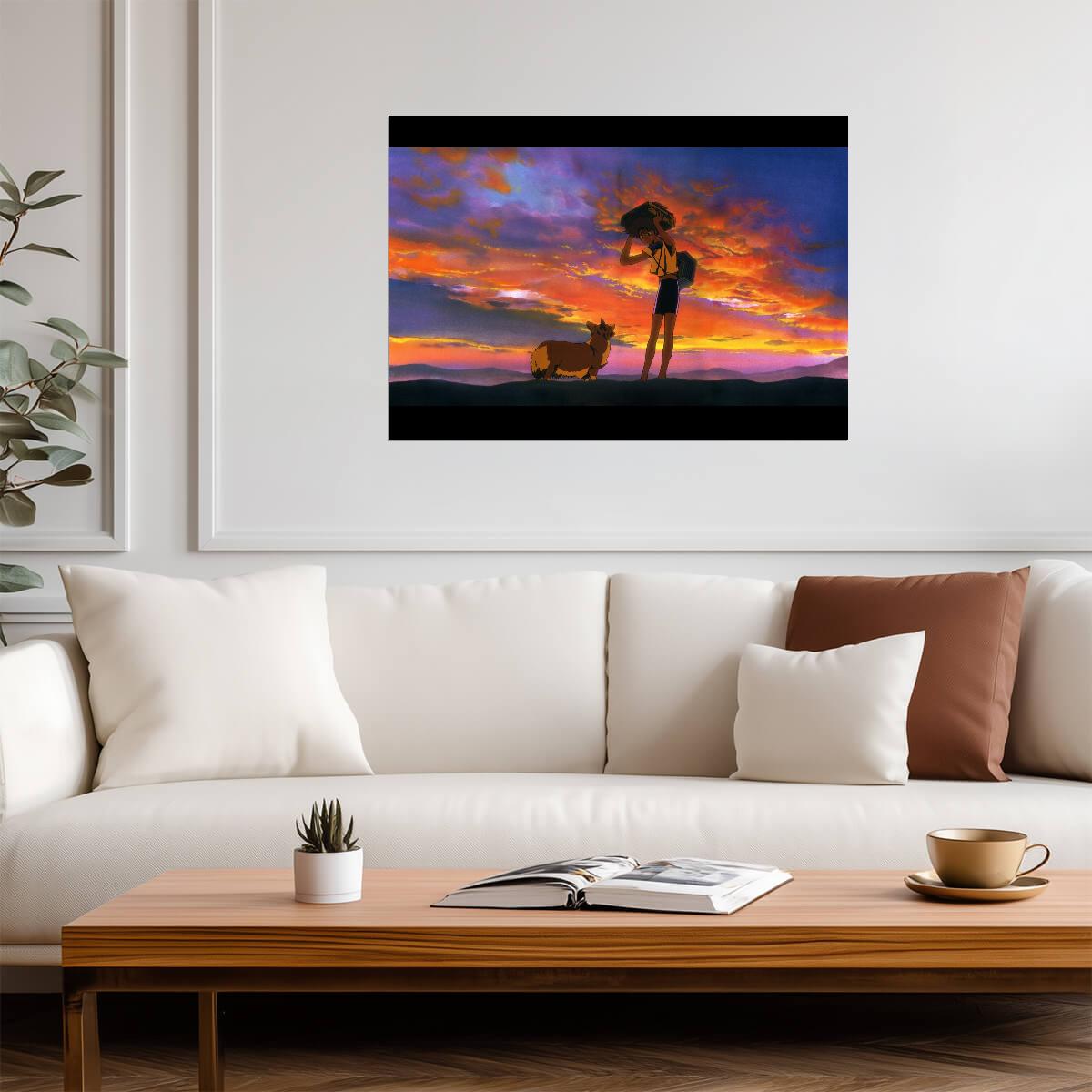 Cowboy Bebop Poster | Edward and Ein at Sunset - Anime Poster