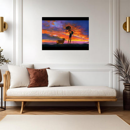 Cowboy Bebop Poster | Edward and Ein at Sunset - Anime Poster