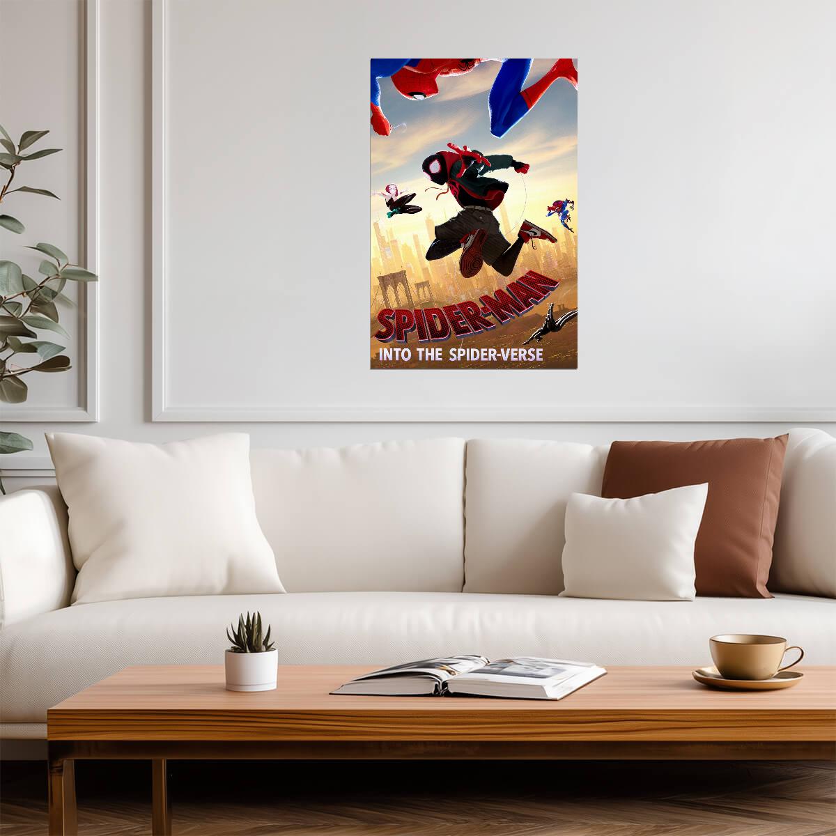 Spider-Man Into the Spider-Verse Movie Poster | Miles and the Spider Heroes at Sunset - Movies & TV Poster