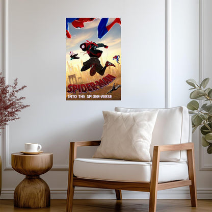 Spider-Man Into the Spider-Verse Movie Poster | Miles and the Spider Heroes at Sunset - Movies & TV Poster