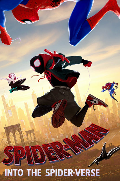 Spider-Man Into the Spider-Verse Movie Poster | Miles and the Spider Heroes at Sunset - Movies & TV Poster