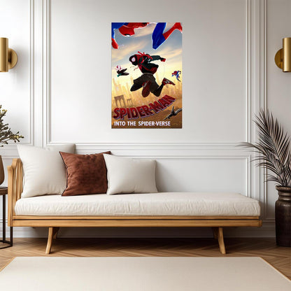 Spider-Man Into the Spider-Verse Movie Poster | Miles and the Spider Heroes at Sunset - Movies & TV Poster
