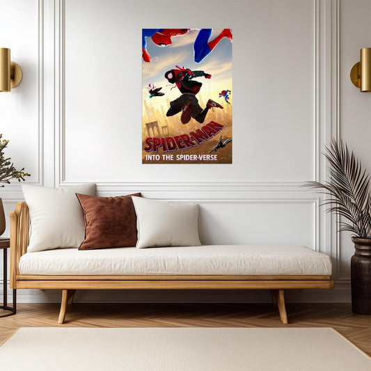 Spider-Man Into the Spider-Verse Movie Poster | Miles and the Spider Heroes at Sunset - Movies & TV Poster