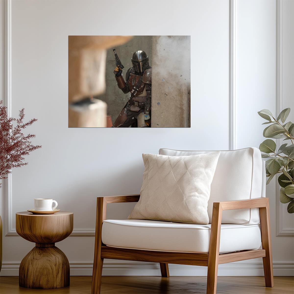 The Mandalorian TV Series Poster | Din Djarin in Brown Armor with Blaster - Movies & TV Poster