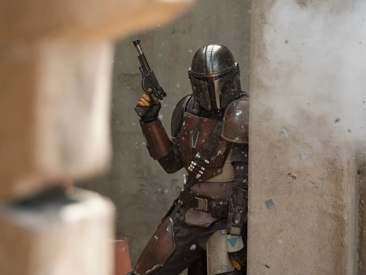 The Mandalorian TV Series Poster | Din Djarin in Brown Armor with Blaster - Movies & TV Poster