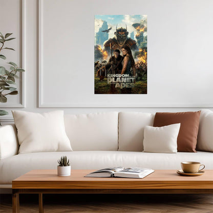 Kingdom of the Planet of the Apes Movie Poster | Proximus Caesar above Noa and Mae - Movies & TV Poster
