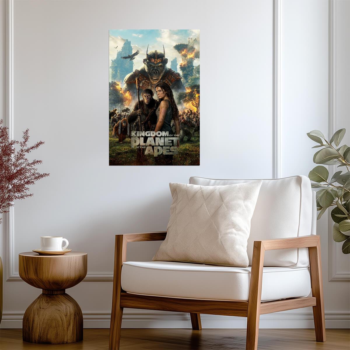 Kingdom of the Planet of the Apes Movie Poster | Proximus Caesar above Noa and Mae - Movies & TV Poster