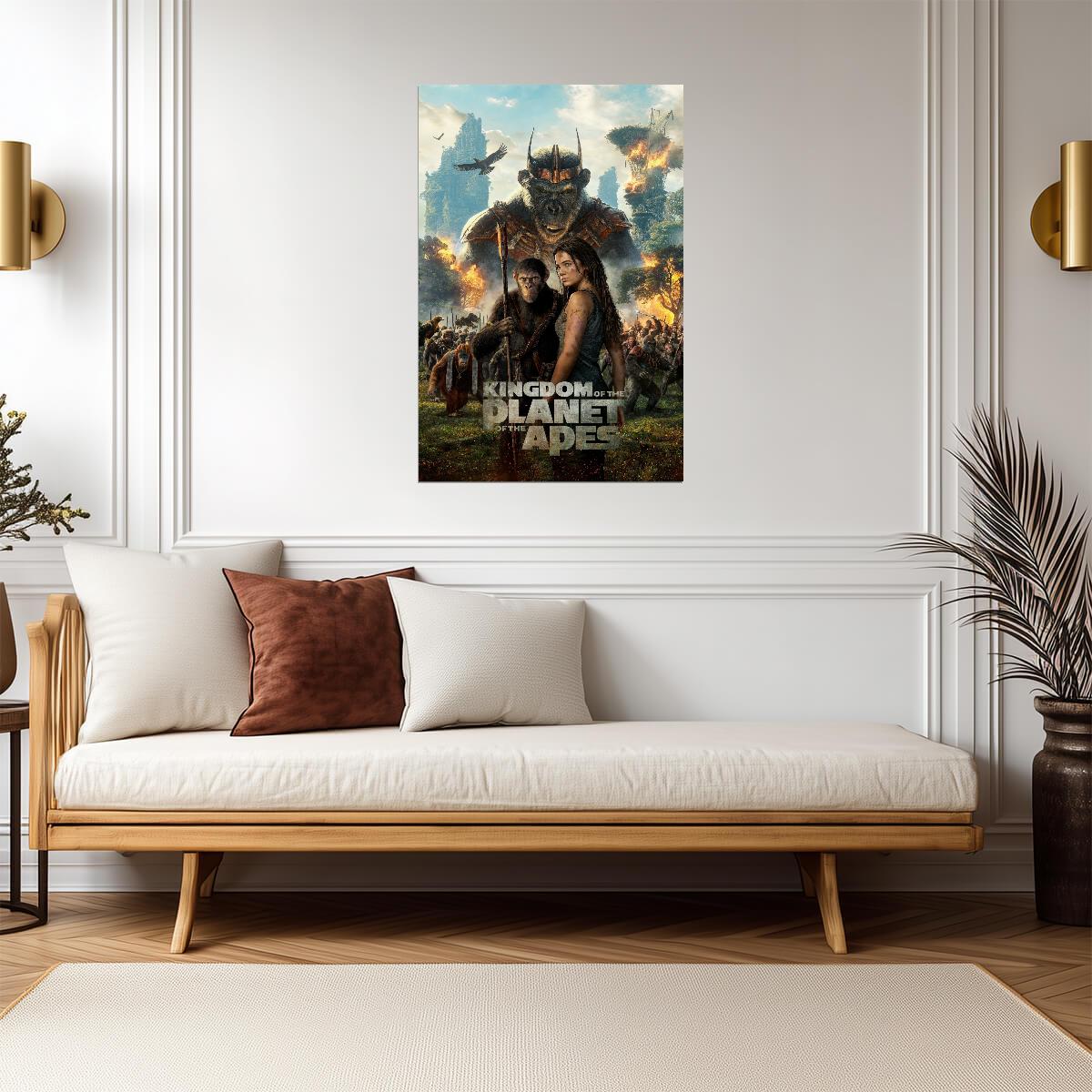 Kingdom of the Planet of the Apes Movie Poster | Proximus Caesar above Noa and Mae - Movies & TV Poster