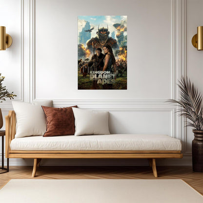 Kingdom of the Planet of the Apes Movie Poster | Proximus Caesar above Noa and Mae - Movies & TV Poster