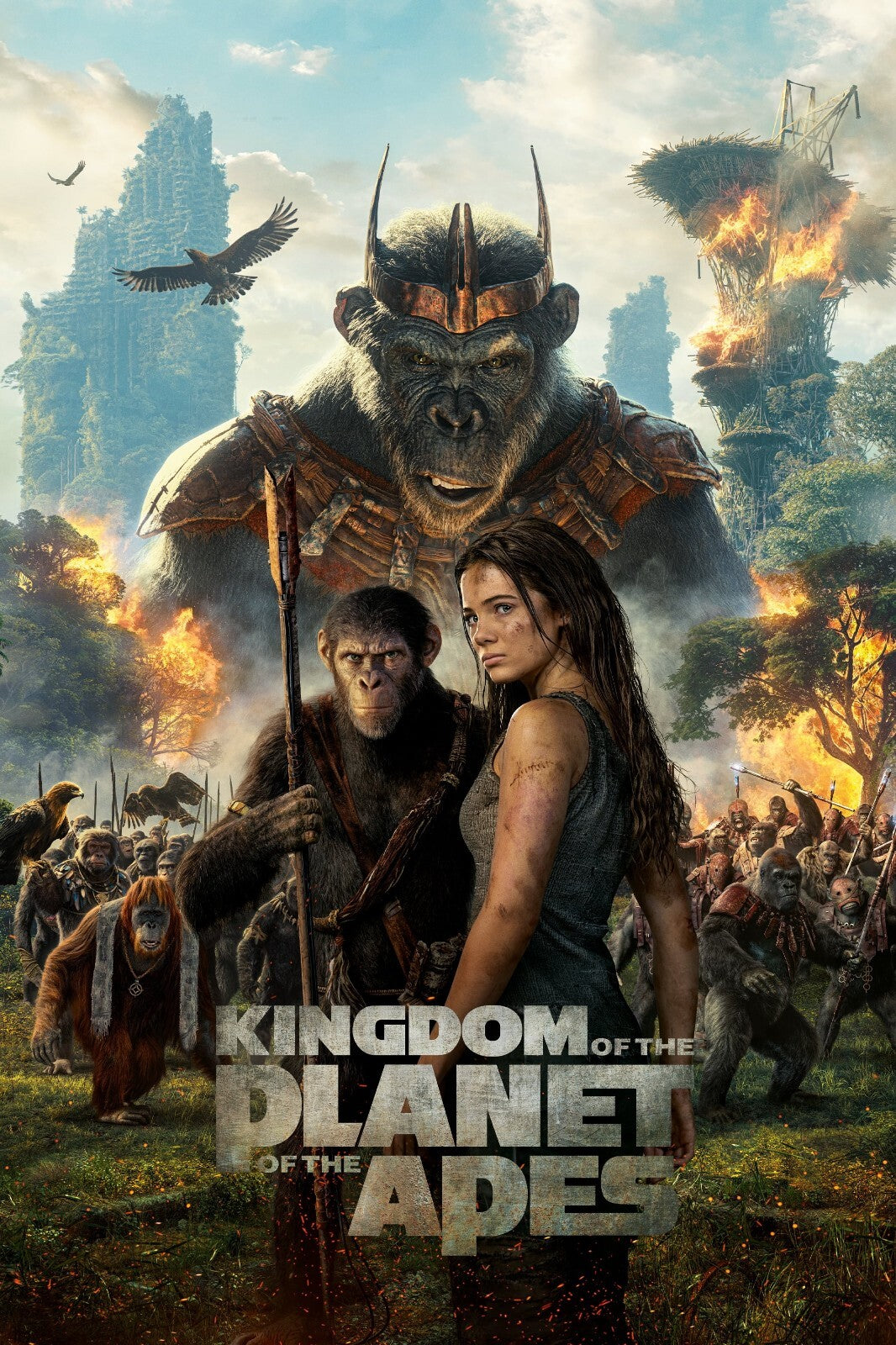 Kingdom of the Planet of the Apes Movie Poster | Proximus Caesar above Noa and Mae - Movies & TV Poster