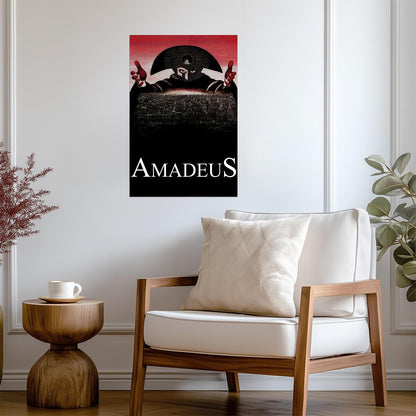 Amadeus 1984 Movie Poster | Masked Figure | Red and Black Print - Movies & TV Poster