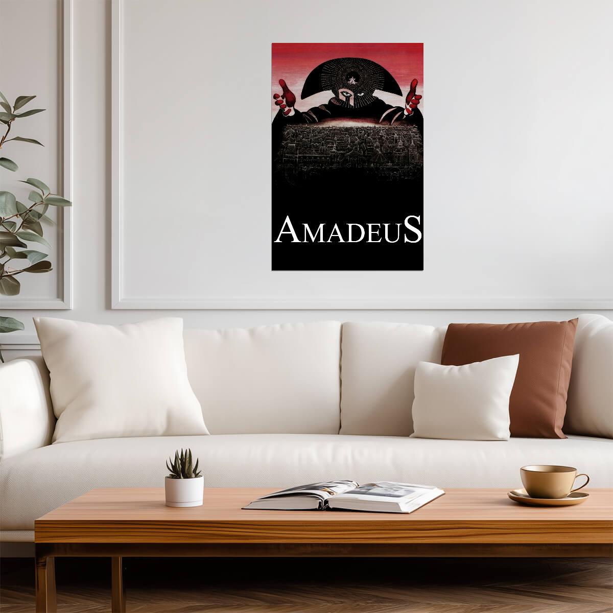 Amadeus 1984 Movie Poster | Masked Figure | Red and Black Print - Movies & TV Poster