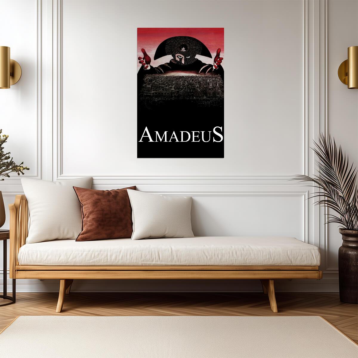 Amadeus 1984 Movie Poster | Masked Figure | Red and Black Print - Movies & TV Poster