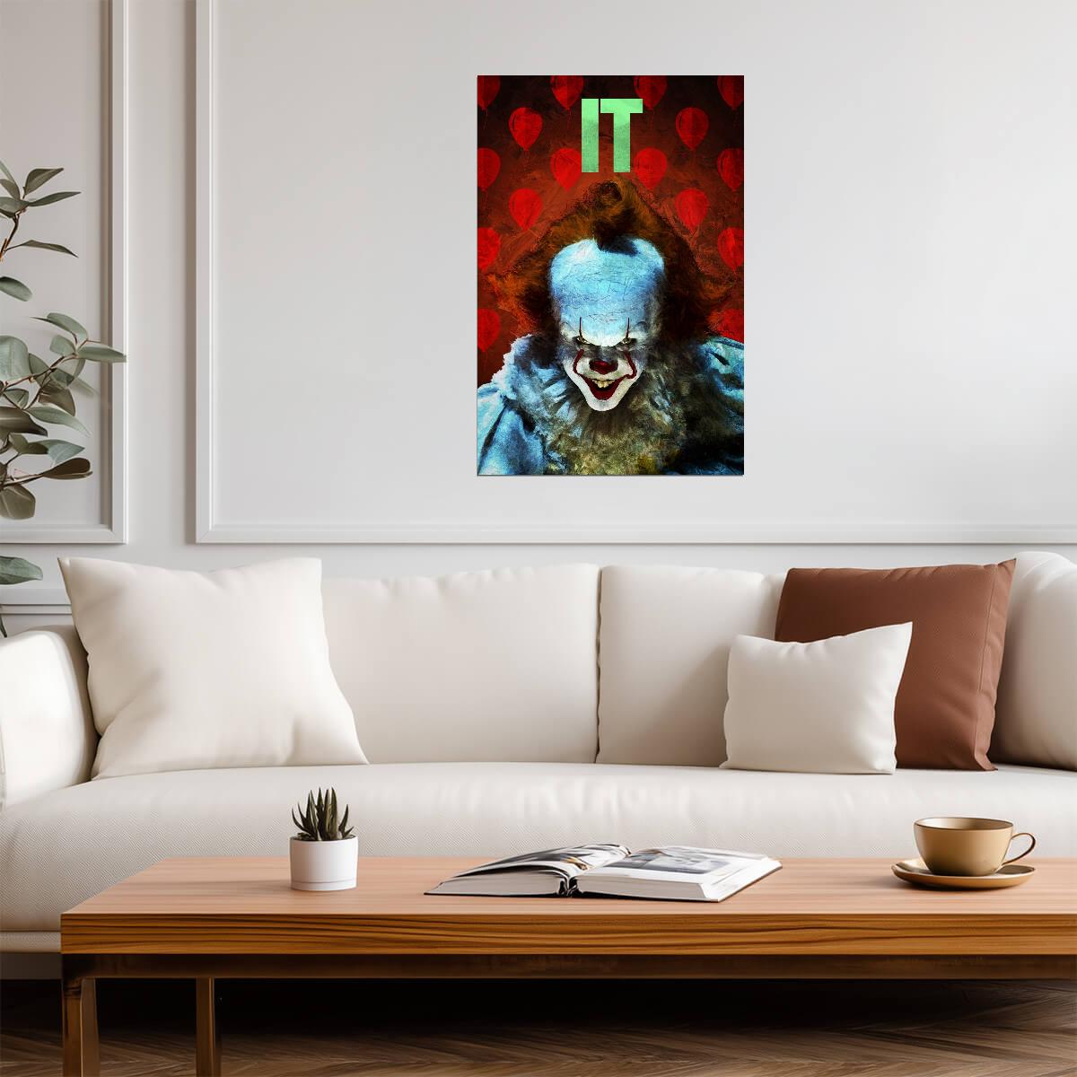IT 2017 Movie Poster | Pennywise Illustrated Portrait - Movies & TV Poster