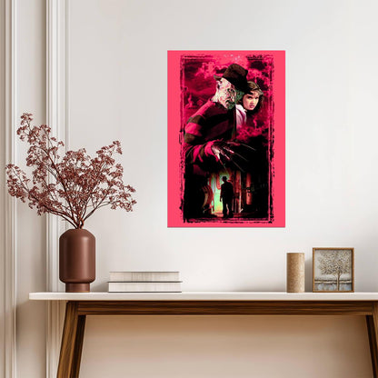A Nightmare on Elm Street Poster | Freddy Krueger and Nancy | Red Horror Collage - Movies & TV Poster