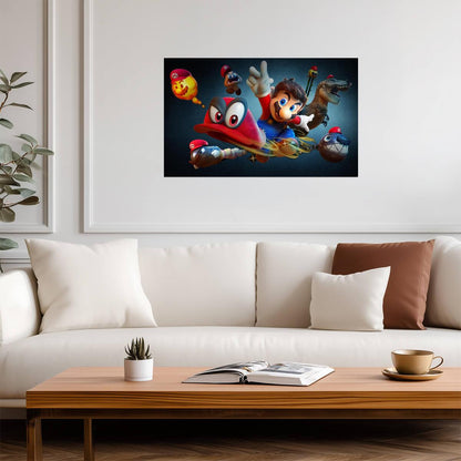 Super Mario Odyssey Poster | Mario, Cappy and a T-Rex - Video Games Poster