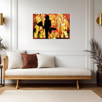 Cowboy Bebop Poster | Spike Spiegel Silhouette Against Flames - Anime Poster