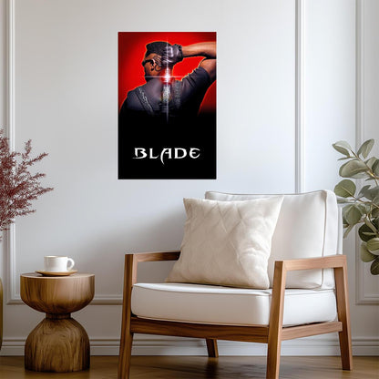 Blade Movie Poster | Wesley Snipes with a Katana Behind His Back - Movies & TV Poster
