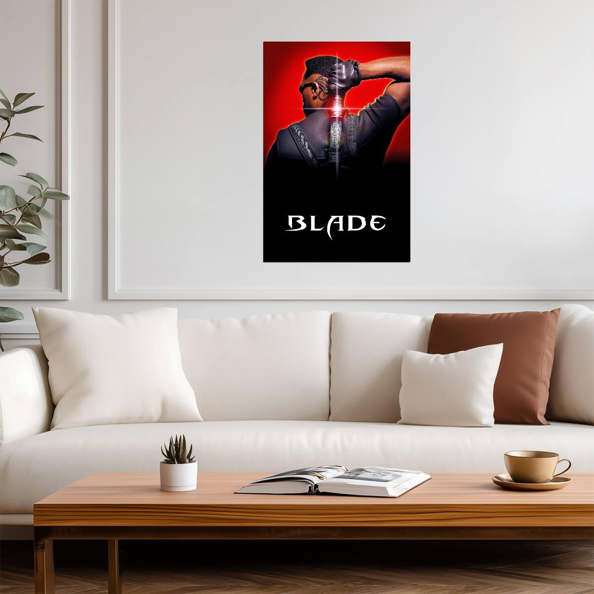 Blade Movie Poster | Wesley Snipes with a Katana Behind His Back - Movies & TV Poster