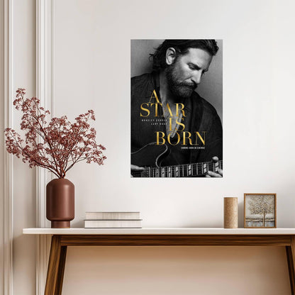 A Star Is Born Poster | Bradley Cooper Black and White Guitar Portrait - Movies & TV Poster