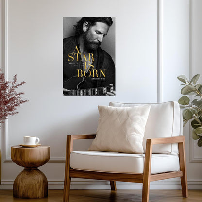 A Star Is Born Poster | Bradley Cooper Black and White Guitar Portrait - Movies & TV Poster