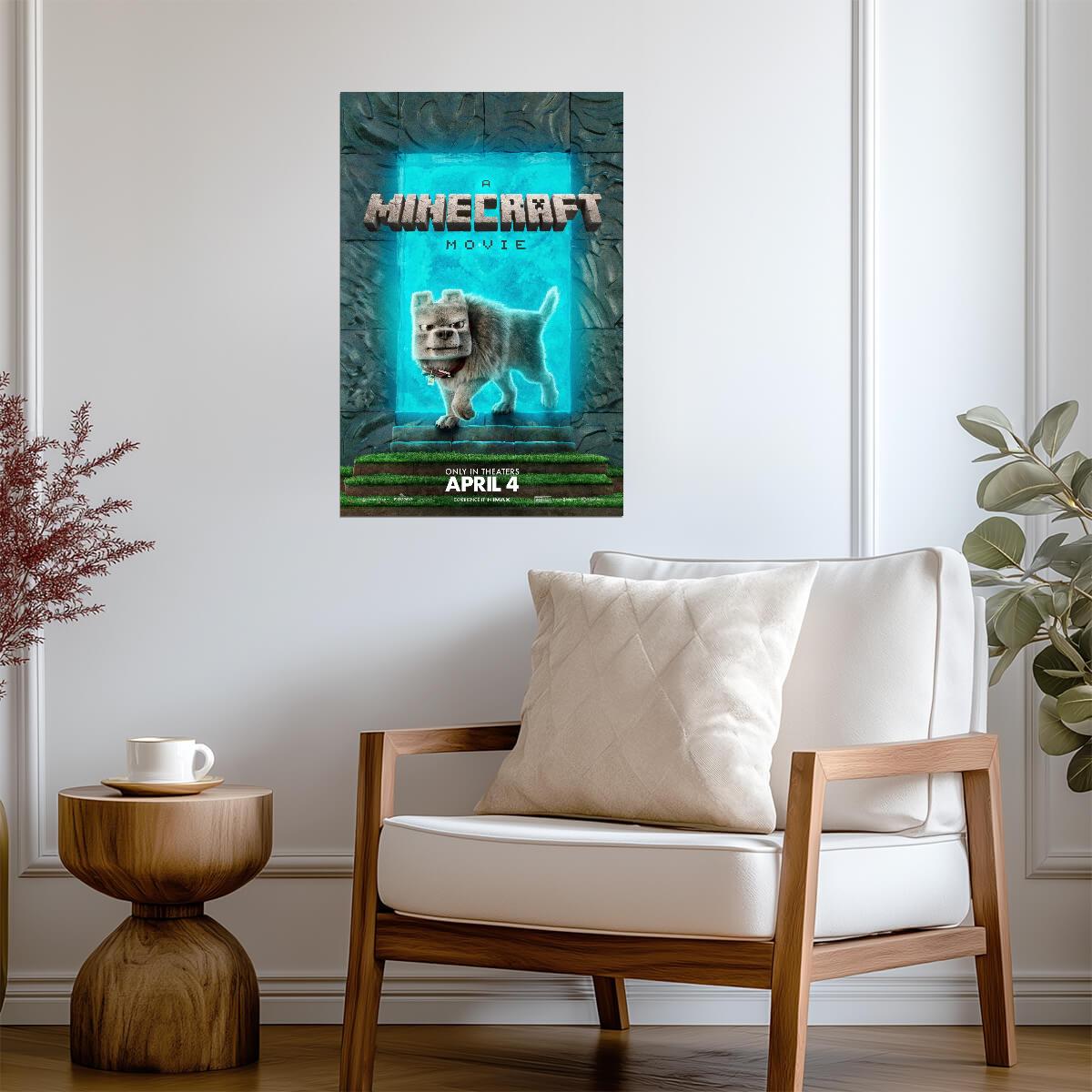 A Minecraft Movie Wolf Poster | Blue Portal Movie Print - Movies & TV Poster