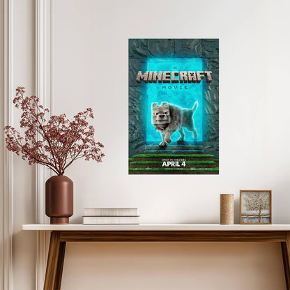 A Minecraft Movie Wolf Poster | Blue Portal Movie Print - Movies & TV Poster