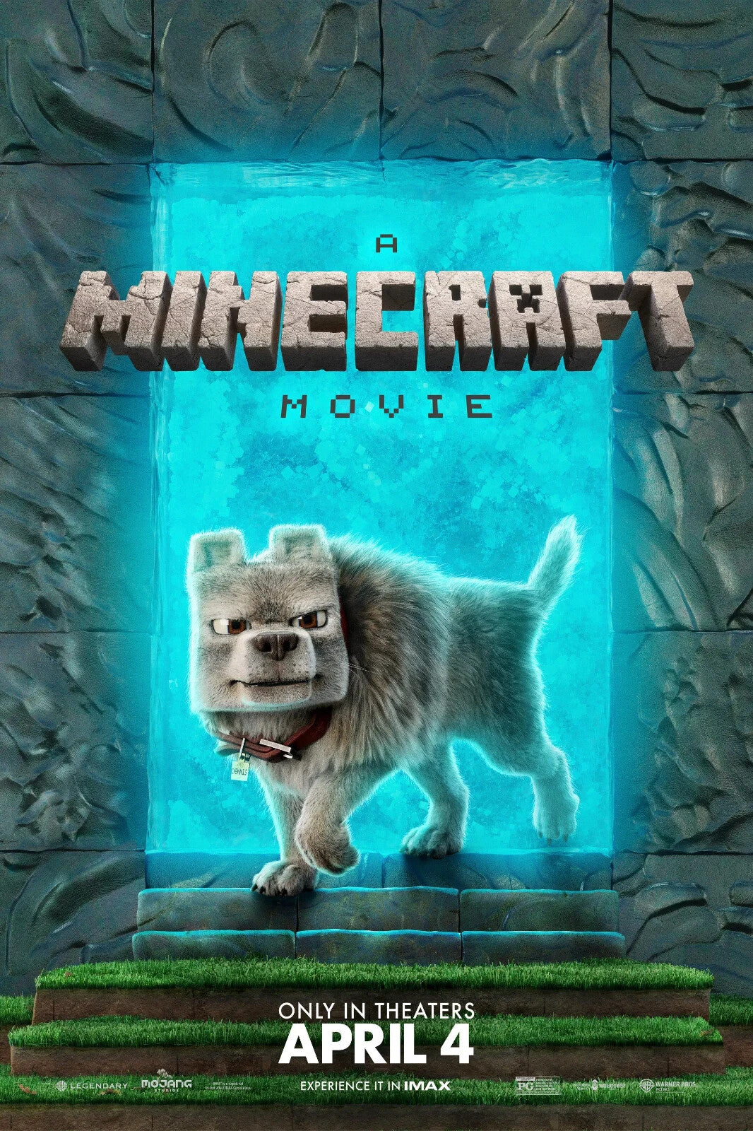 A Minecraft Movie Wolf Poster | Blue Portal Movie Print - Movies & TV Poster