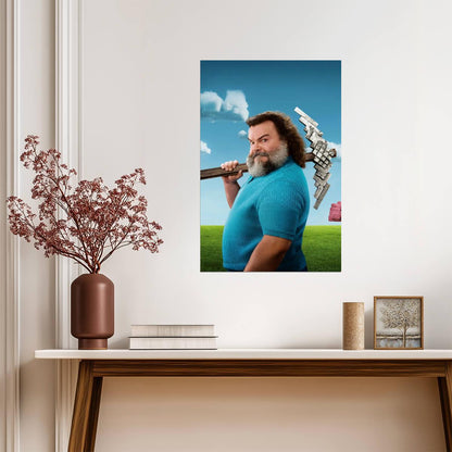 A Minecraft Movie Poster | Jack Black as Steve | Pickaxe Movie Portrait - Movies & TV Poster