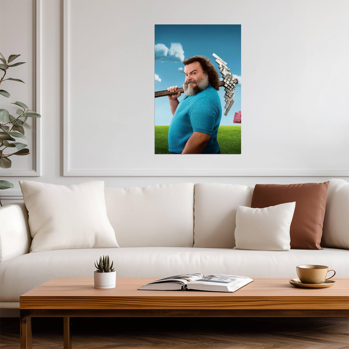 A Minecraft Movie Poster | Jack Black as Steve | Pickaxe Movie Portrait - Movies & TV Poster