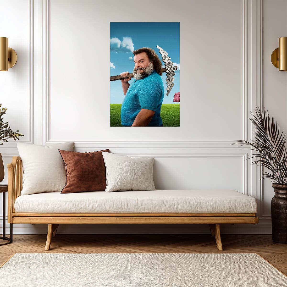 A Minecraft Movie Poster | Jack Black as Steve | Pickaxe Movie Portrait - Movies & TV Poster