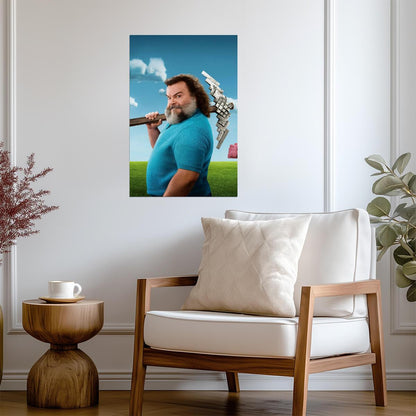 A Minecraft Movie Poster | Jack Black as Steve | Pickaxe Movie Portrait - Movies & TV Poster