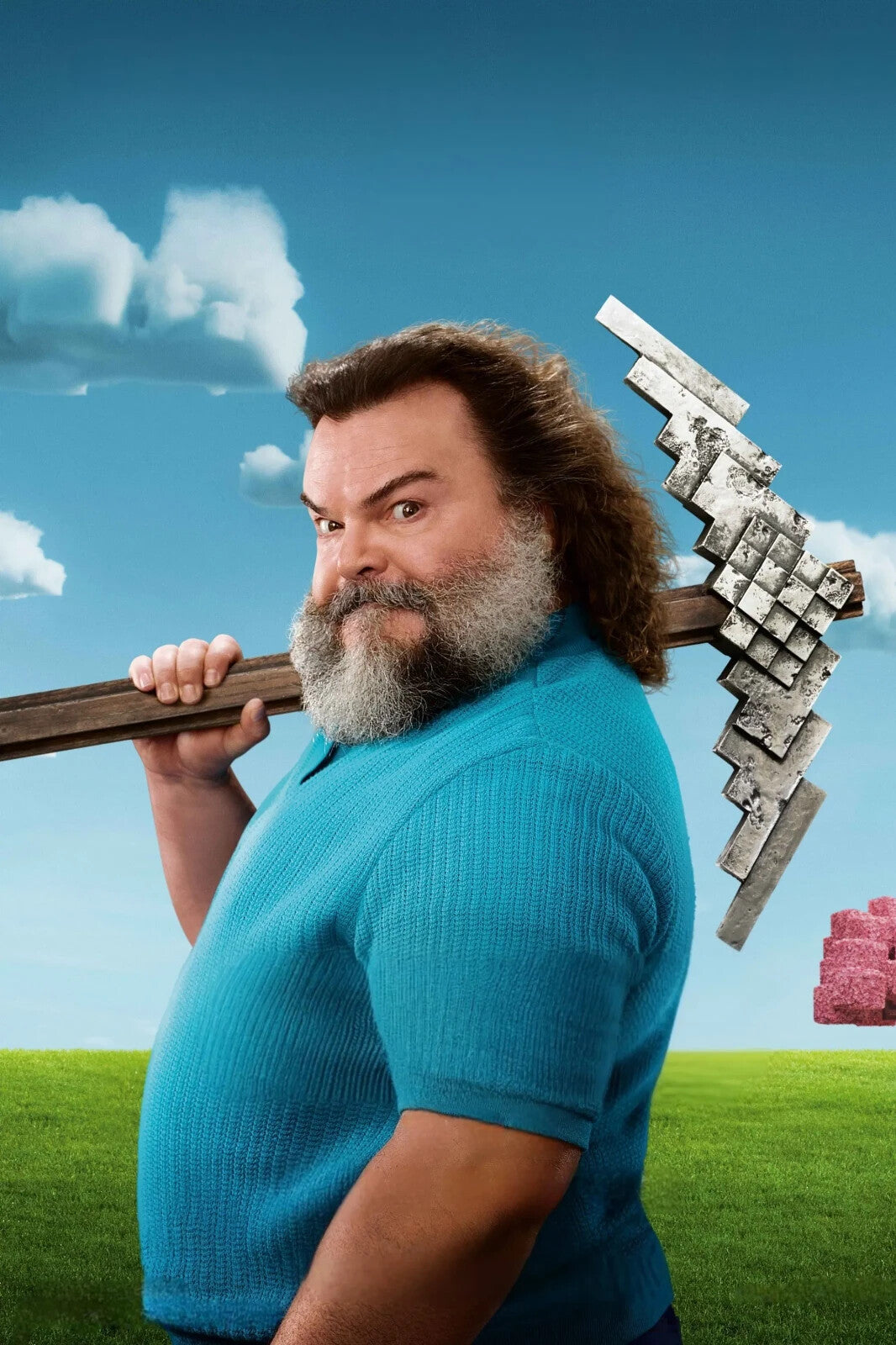 A Minecraft Movie Poster | Jack Black as Steve | Pickaxe Movie Portrait - Movies & TV Poster