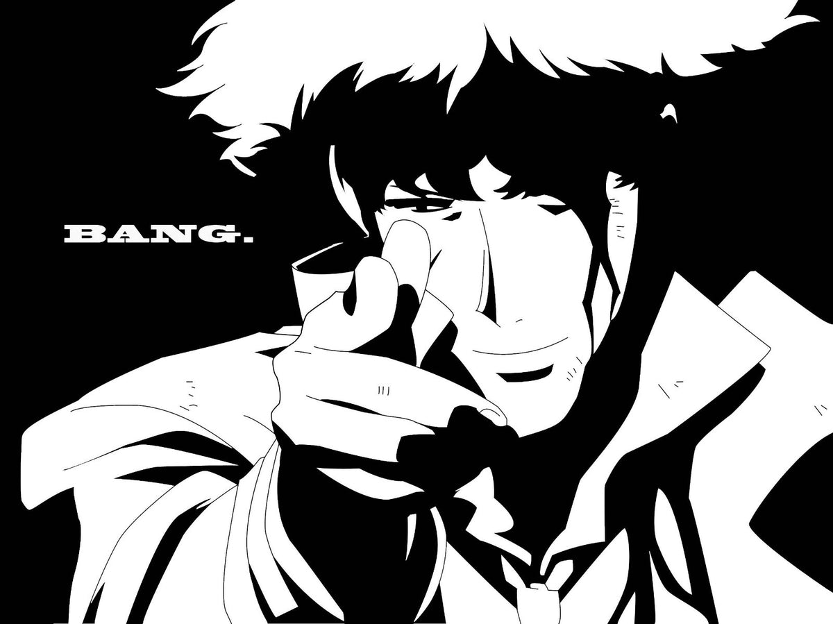 Cowboy Bebop Poster | Spike Spiegel | Bang Black and White Illustration - Anime Poster