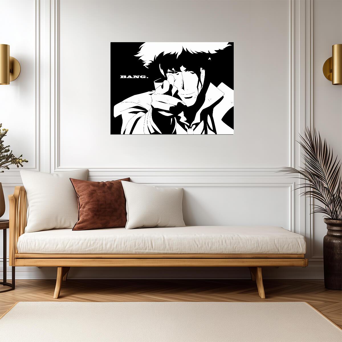 Cowboy Bebop Poster | Spike Spiegel | Bang Black and White Illustration - Anime Poster