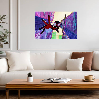 Spider-Man Across the Spider-Verse Movie Poster | Miles Swinging through the Alley - Movies & TV Poster