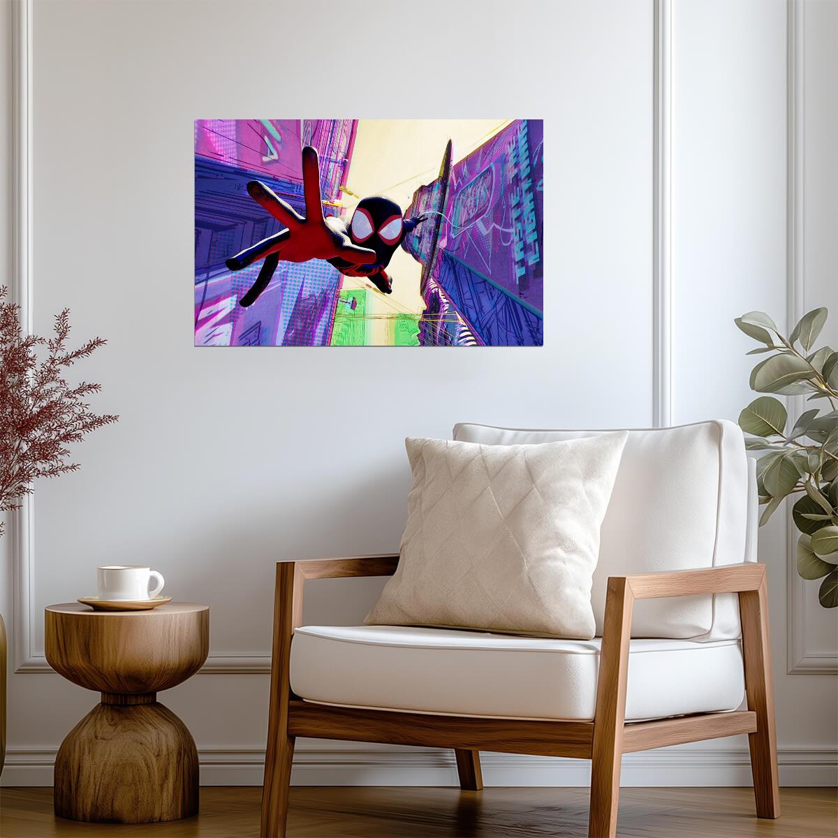 Spider-Man Across the Spider-Verse Movie Poster | Miles Swinging through the Alley - Movies & TV Poster