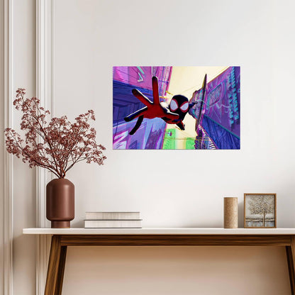 Spider-Man Across the Spider-Verse Movie Poster | Miles Swinging through the Alley - Movies & TV Poster