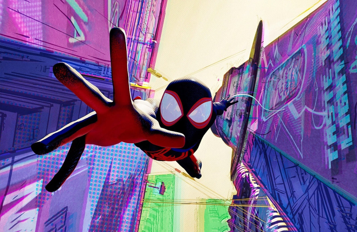 Spider-Man Across the Spider-Verse Movie Poster | Miles Swinging through the Alley - Movies & TV Poster