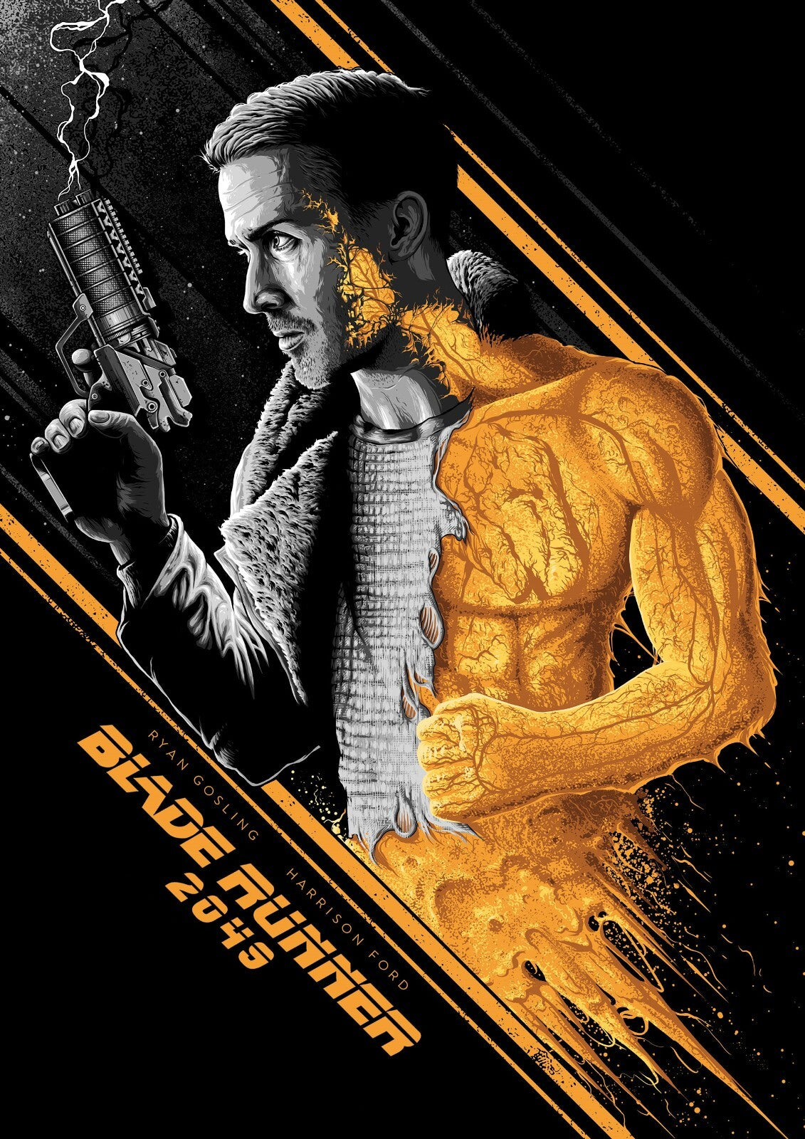 Blade Runner 2049 Movie Poster | Black and Orange Officer K Illustration - Movies & TV Poster