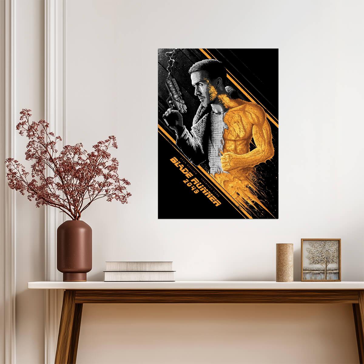 Blade Runner 2049 Movie Poster | Black and Orange Officer K Illustration - Movies & TV Poster