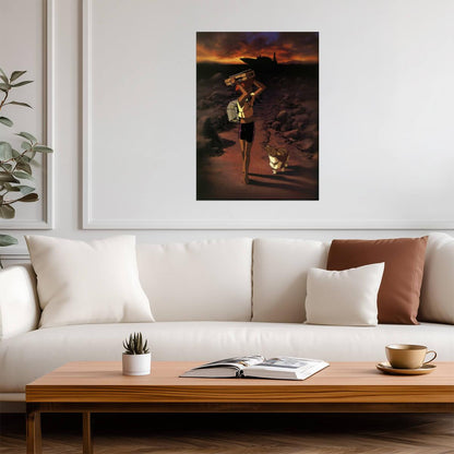 Cowboy Bebop Poster | Edward Carrying a Boombox with Ein - Anime Poster